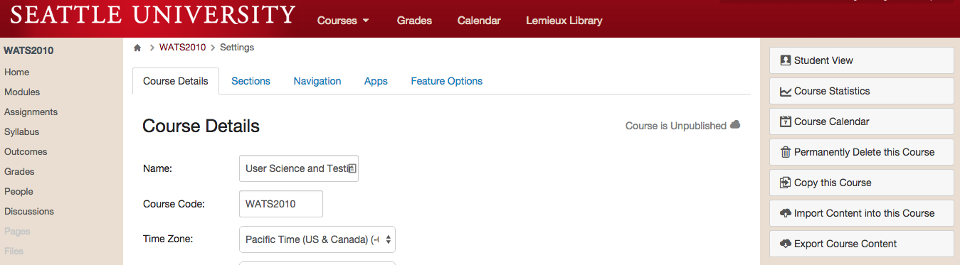 Canvas Settings Page