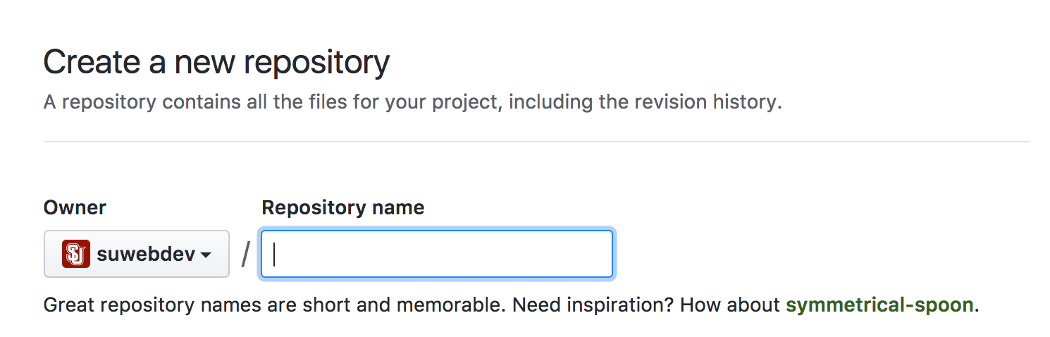 Create New Repository screen